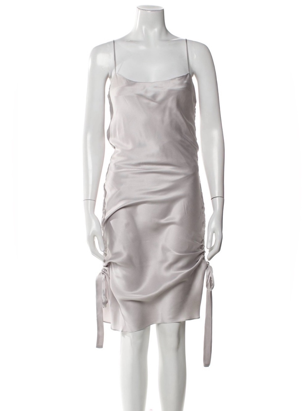 ZIMMERMAN Grey Silk Slip Midi Dress 0
